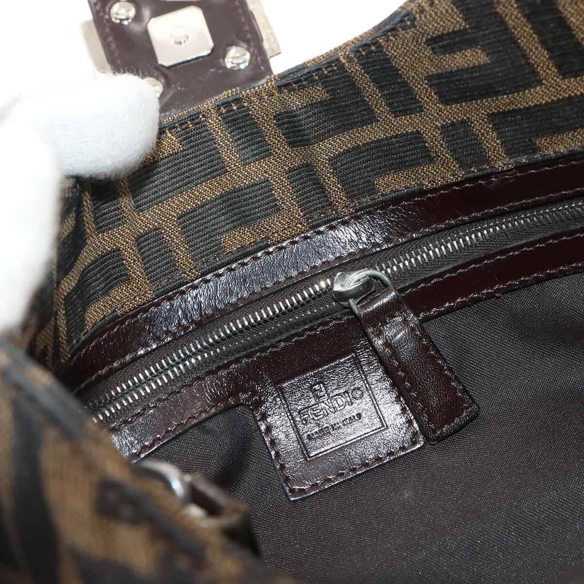 Zucca Hand Bag Canvas Leather Brown Vintage Purse