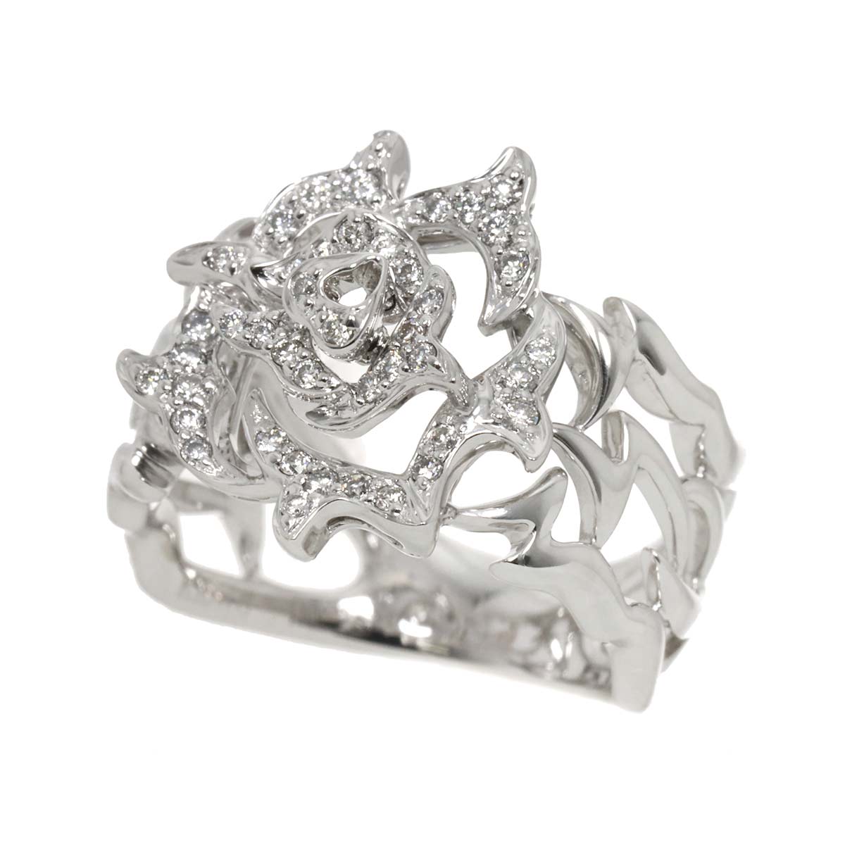 Diamond 0.28ct Ring 18K K18 WG White Gold size6-6.25(US)