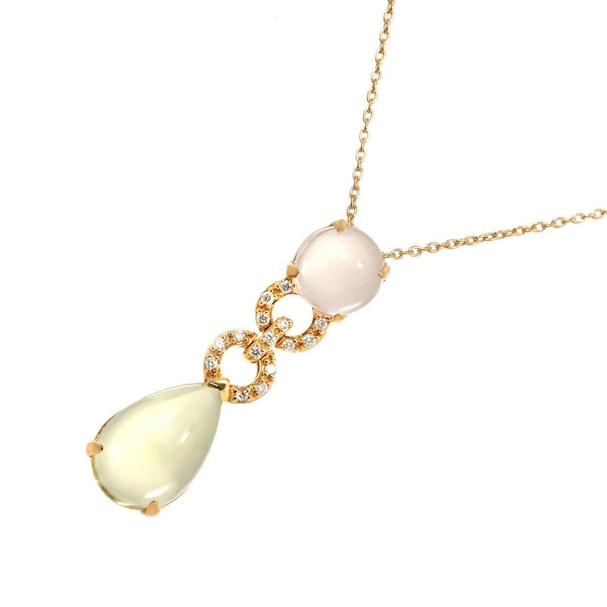 Quartz Diamond 0.09ct Necklace 18K PG 750