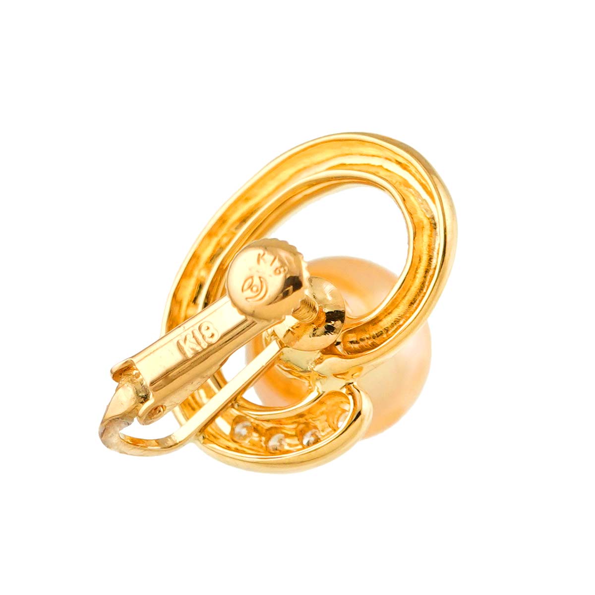 Akoya Pearl 9.4mm Diamond 0.12ctx2 Earrings Clip on 18K YG 750