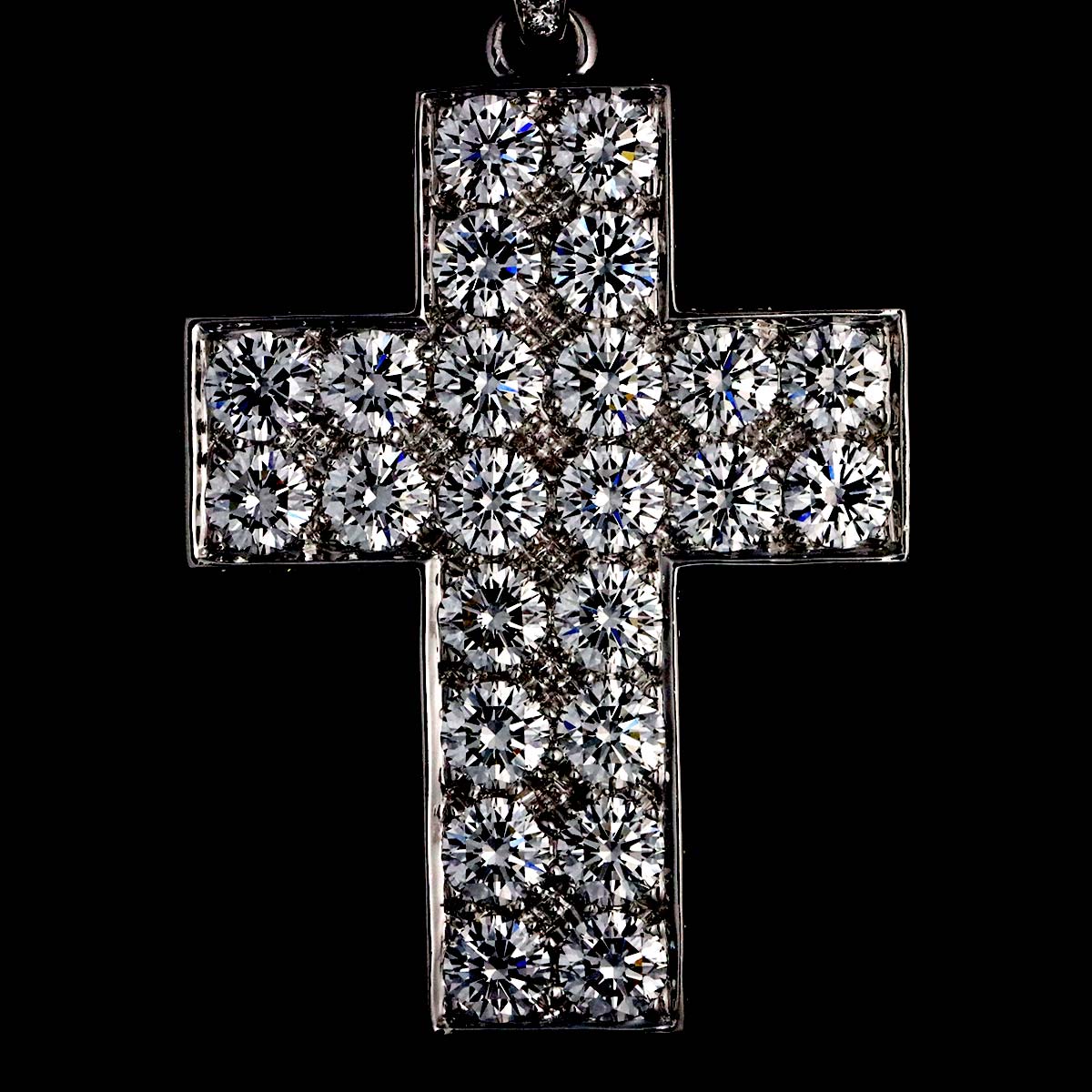 Cartier Diamond Cross Necklace 18K White Gold 750