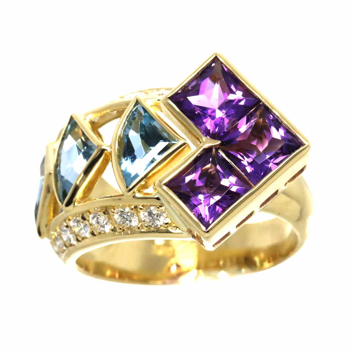 Multi Stone Diamond 0.30ct Ring 18K YG 750 Size5.75-6(US)