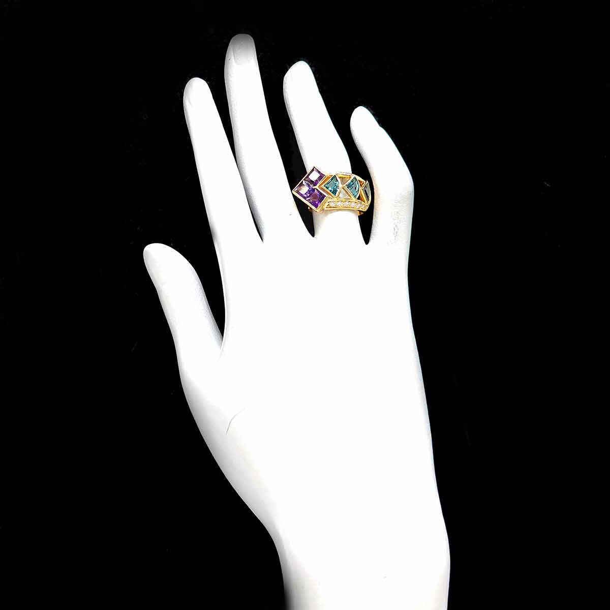 Multi Stone Diamond 0.30ct Ring 18K YG 750 Size5.75-6(US)