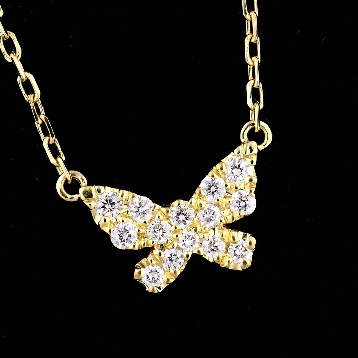 Butterfly Diamond 0.06ct Necklace 18K Yellow Gold 750