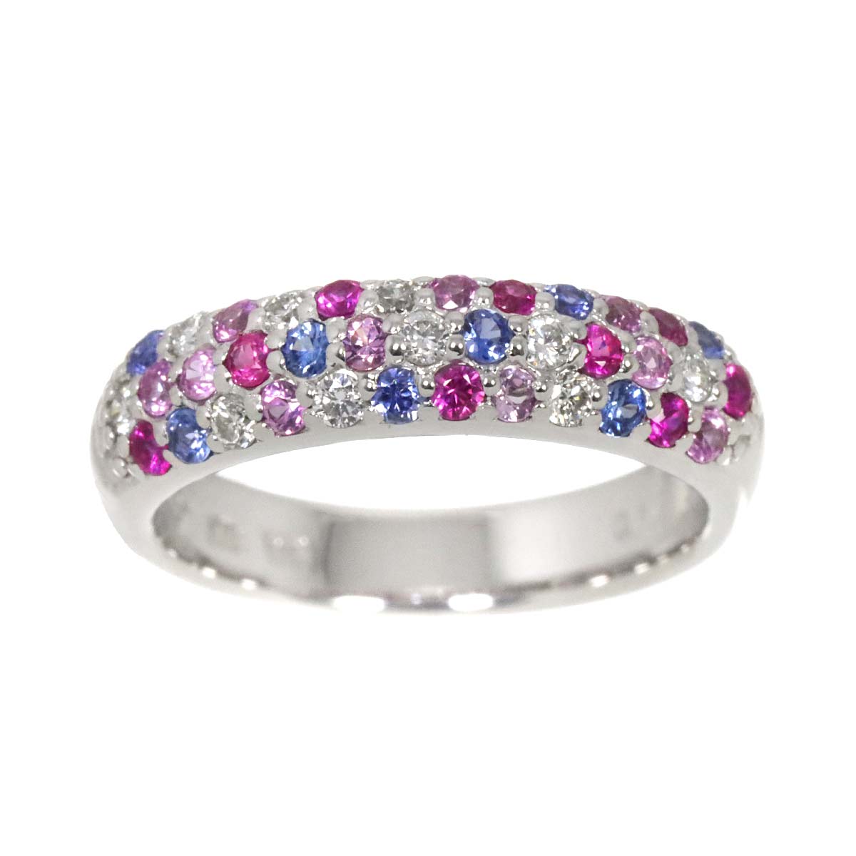 Ponte Vecchio Sapphire 0.34ct Diamond 0.10ct Ring 18K WG Size 2.5(US)