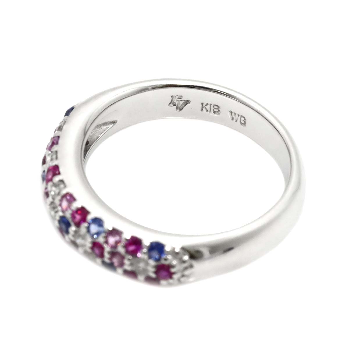 Ponte Vecchio Sapphire 0.34ct Diamond 0.10ct Ring 18K WG Size 2.5(US)