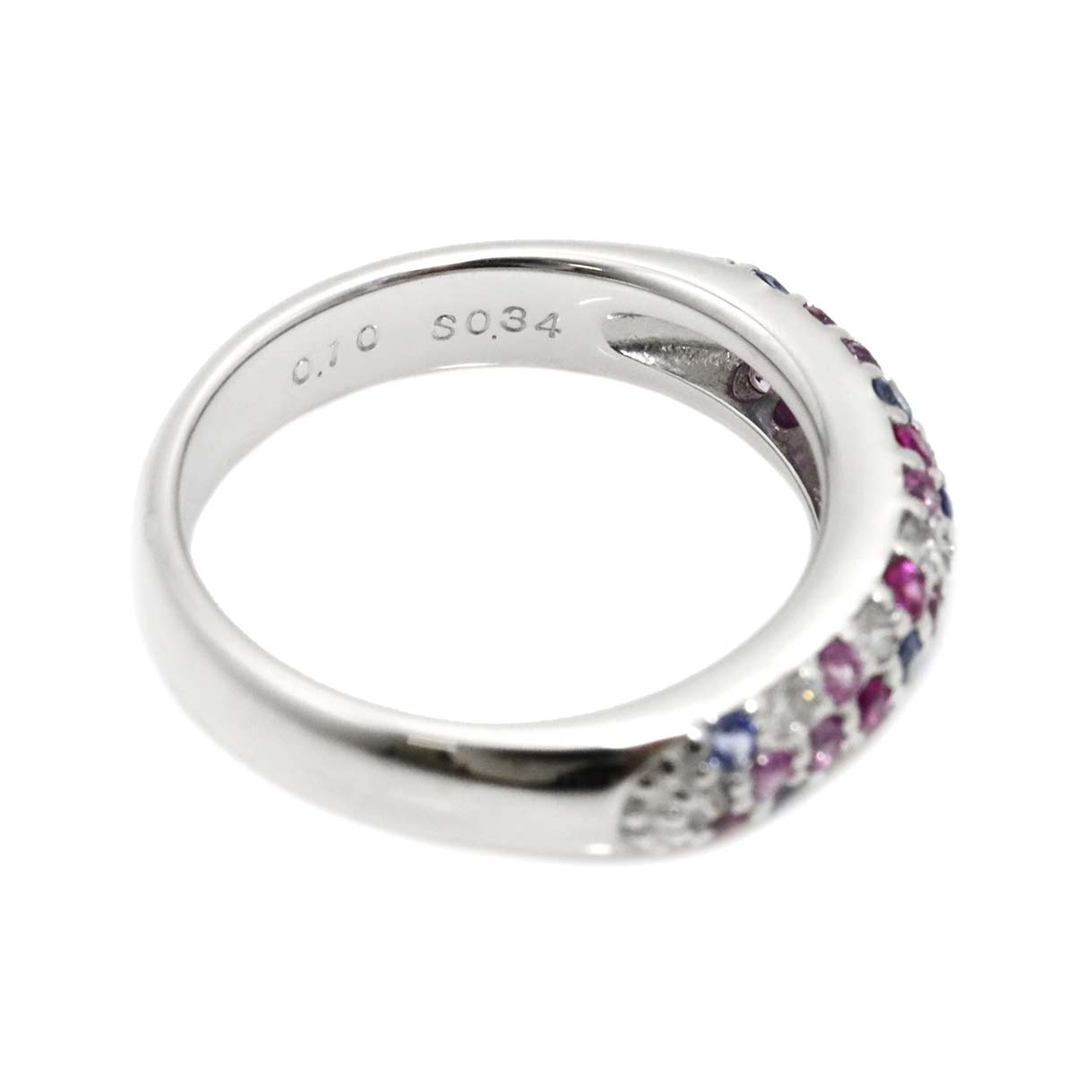 Ponte Vecchio Sapphire 0.34ct Diamond 0.10ct Ring 18K WG Size 2.5(US)