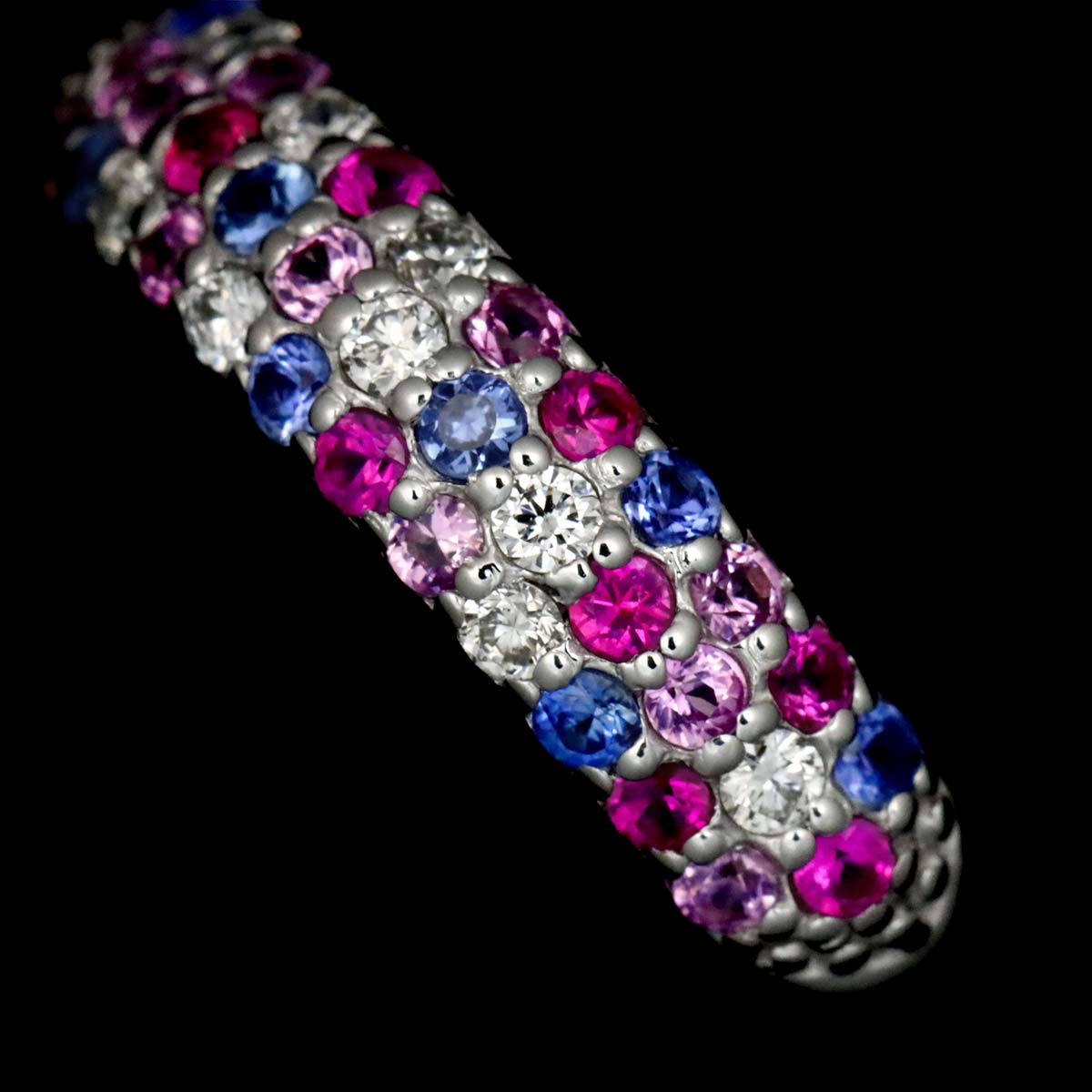 Ponte Vecchio Sapphire 0.34ct Diamond 0.10ct Ring 18K WG Size 2.5(US)