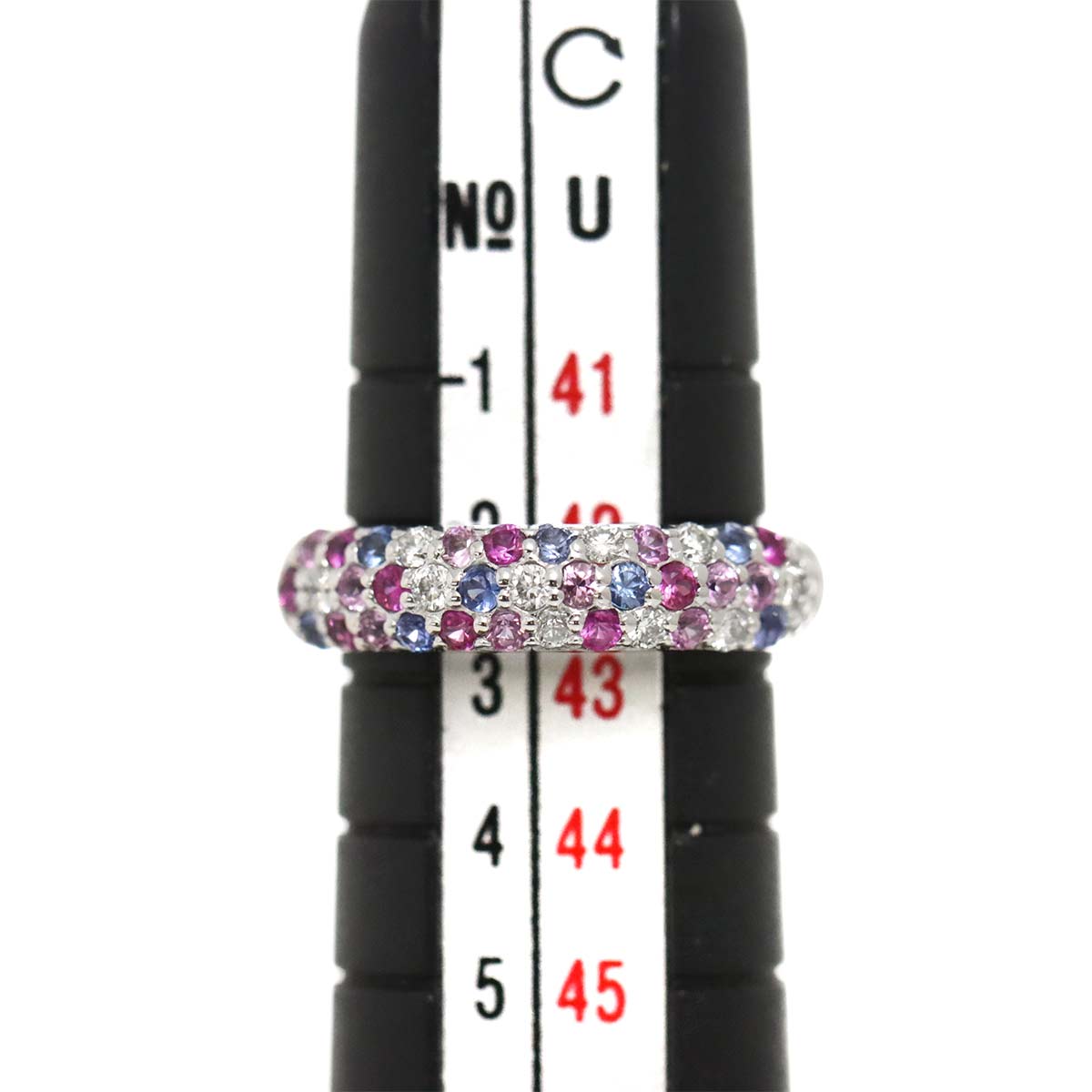 Ponte Vecchio Sapphire 0.34ct Diamond 0.10ct Ring 18K WG Size 2.5(US)