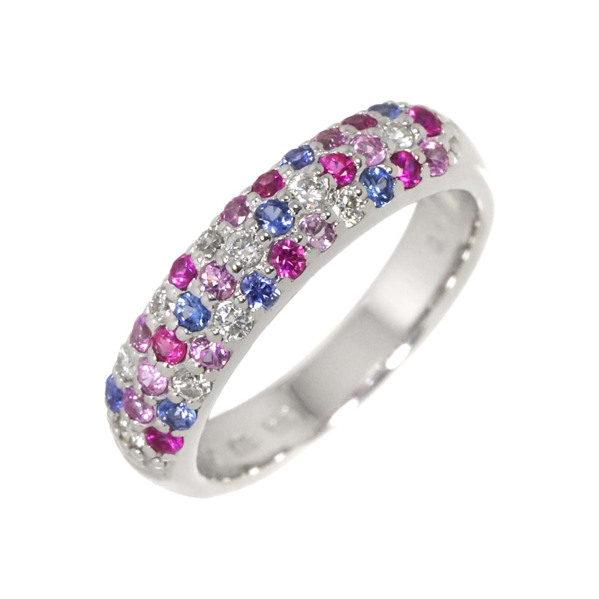 Ponte Vecchio Sapphire 0.34ct Diamond 0.10ct Ring 18K WG Size 2.5(US)