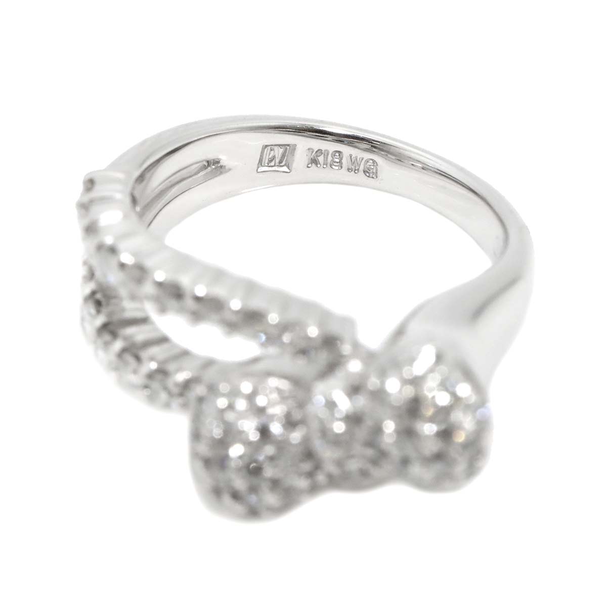 Ponte Vecchio Ribbon Diamond 0.67ct Ring 18K WG 750 Size2.5-2.75(US)