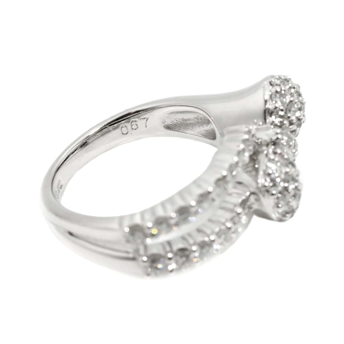 Ponte Vecchio Ribbon Diamond 0.67ct Ring 18K WG 750 Size2.5-2.75(US)