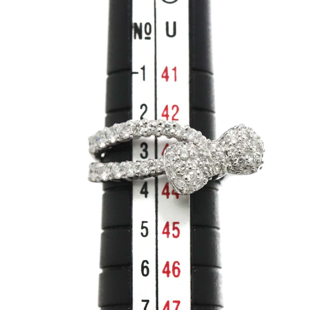 Ponte Vecchio Ribbon Diamond 0.67ct Ring 18K WG 750 Size2.5-2.75(US)