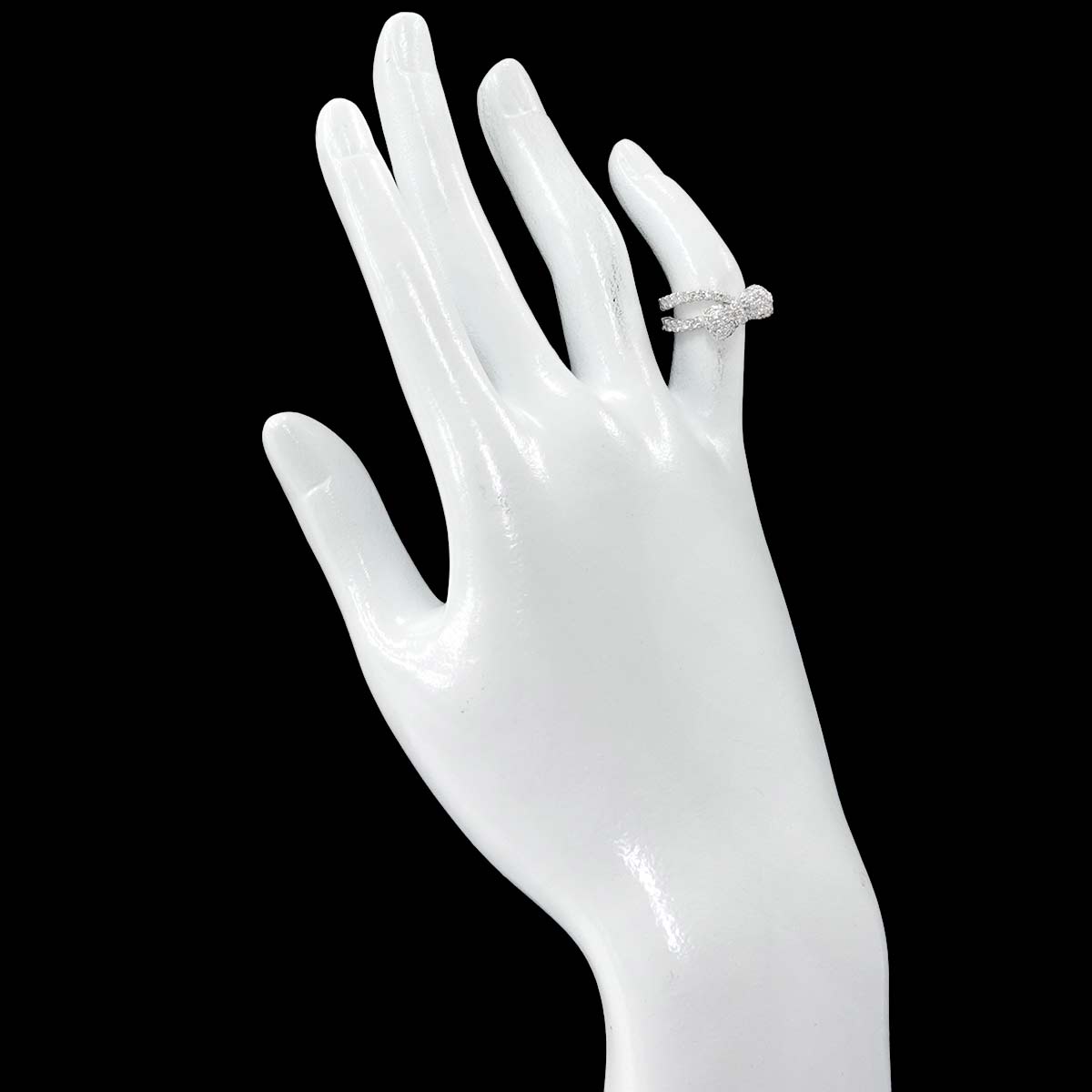 Ponte Vecchio Ribbon Diamond 0.67ct Ring 18K WG 750 Size2.5-2.75(US)