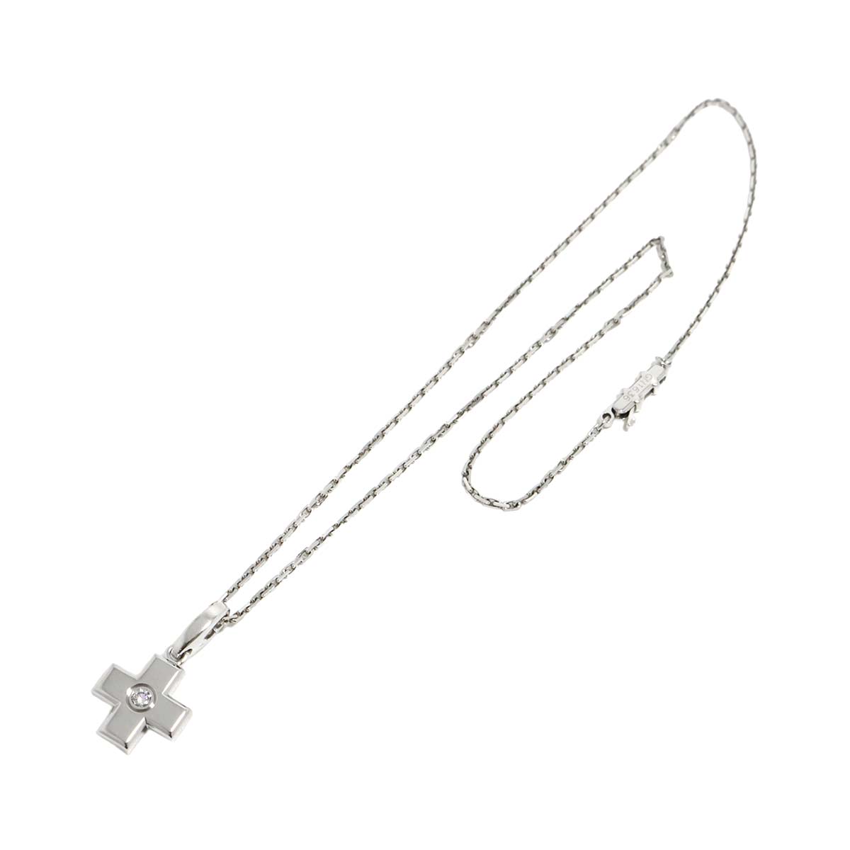 Diamond Cross Necklace 18K White Gold 750