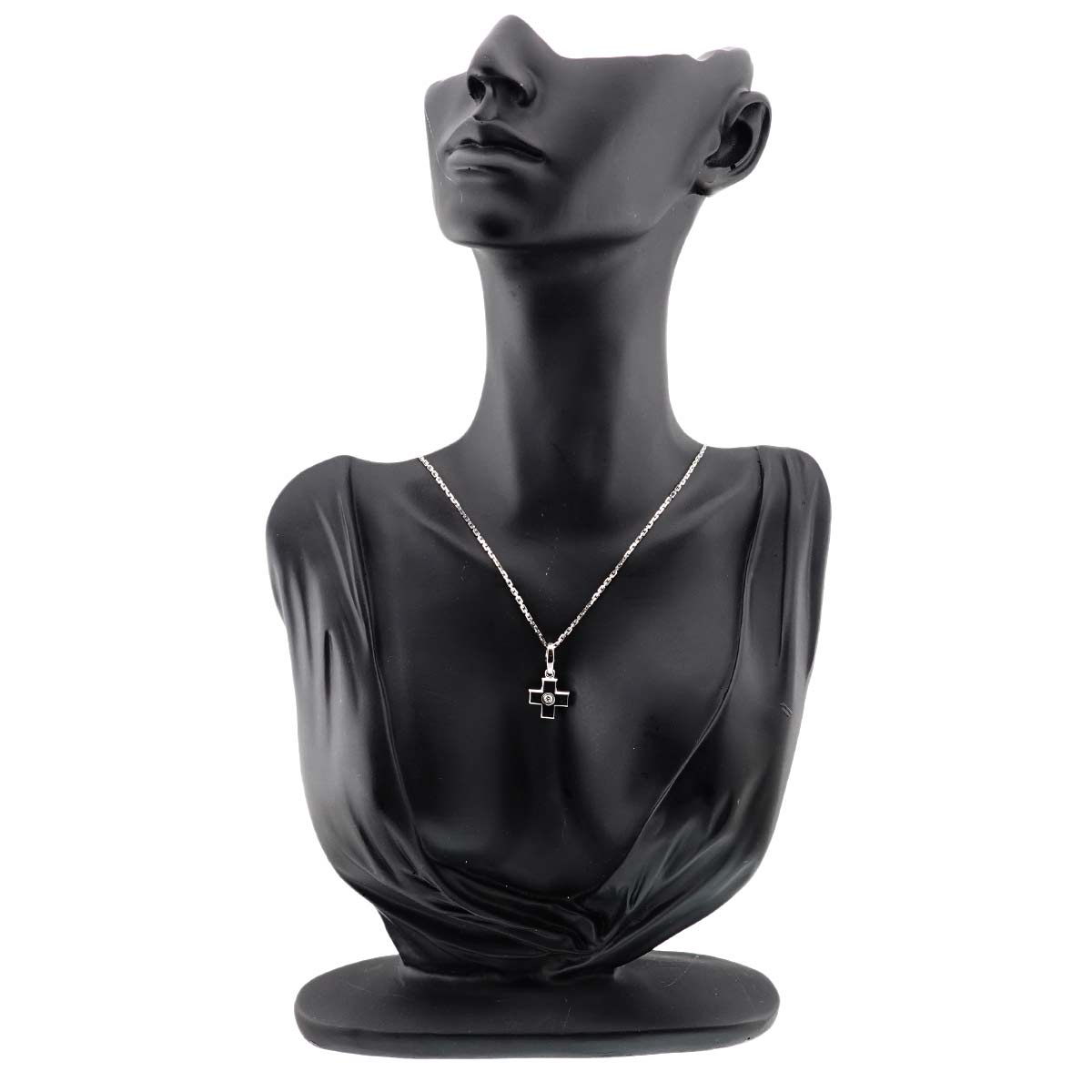Diamond Cross Necklace 18K White Gold 750