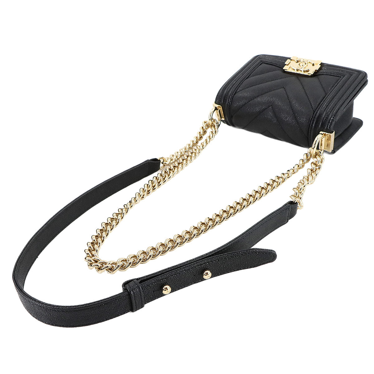 BOY CHANEL Mini Chain Shoulder Bag Caviar Skin Leather A67364