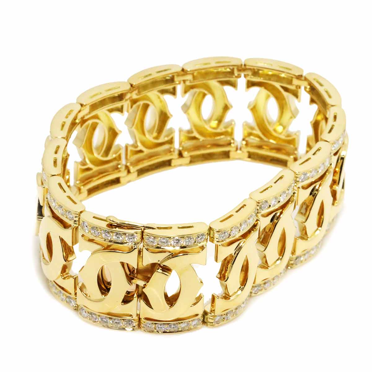 C Diamond Bracelet 18K YG Yellow Gold 750