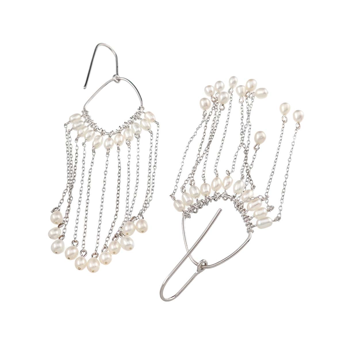 Freshwater cultured pearl Earrings Pierced 18K White Gold 750