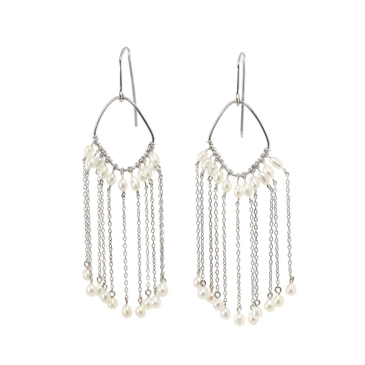 Freshwater cultured pearl Earrings Pierced 18K White Gold 750