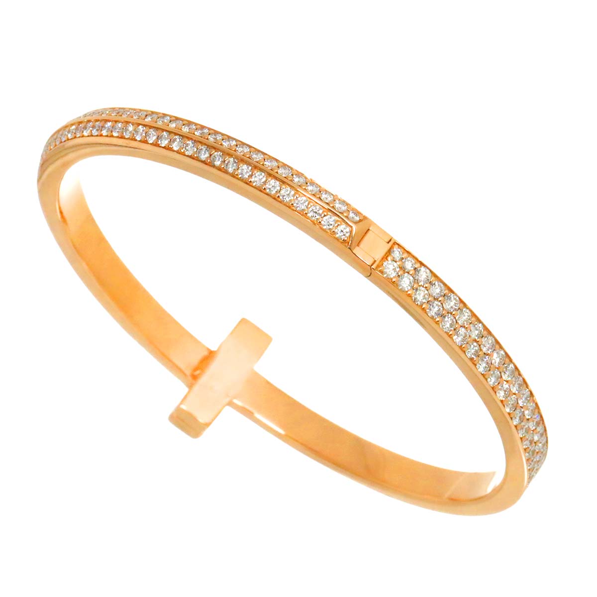 TIFFANY Co. T One Full Diamond 4.37ct Bracelet 18K PG 750