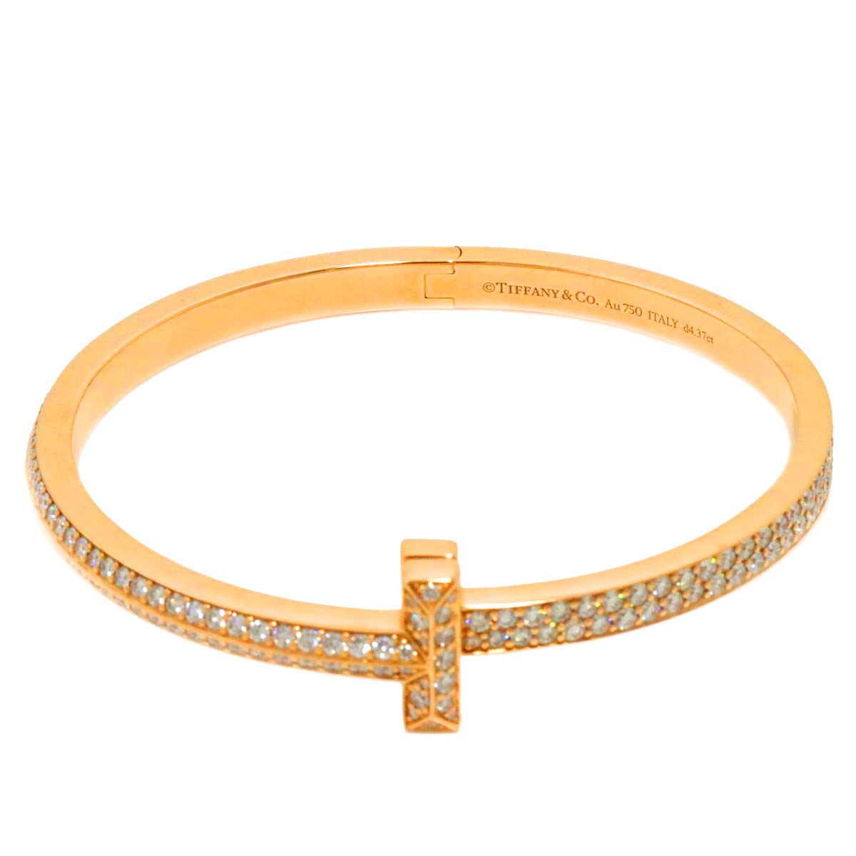 TIFFANY Co. T One Full Diamond 4.37ct Bracelet 18K PG 750