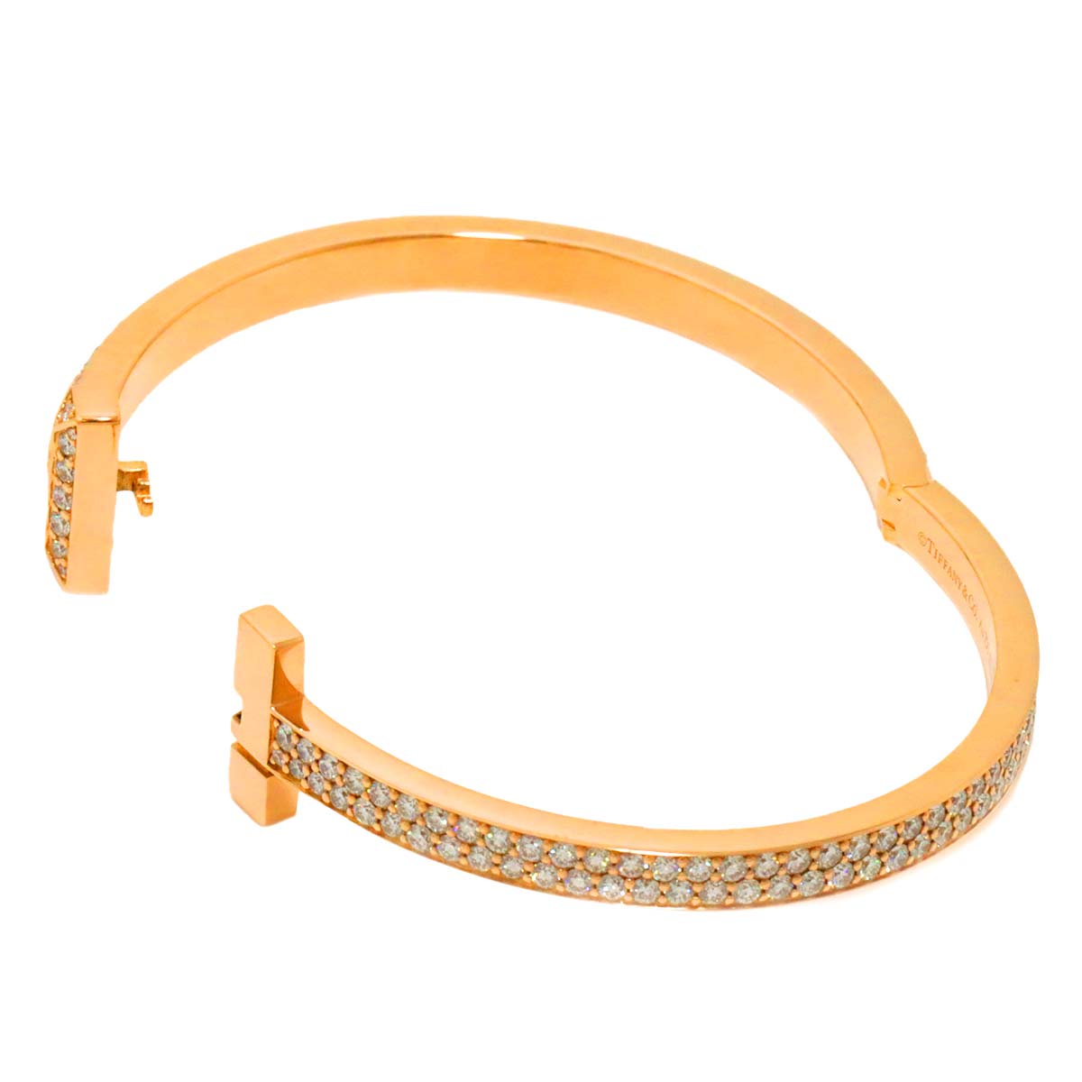 TIFFANY Co. T One Full Diamond 4.37ct Bracelet 18K PG 750