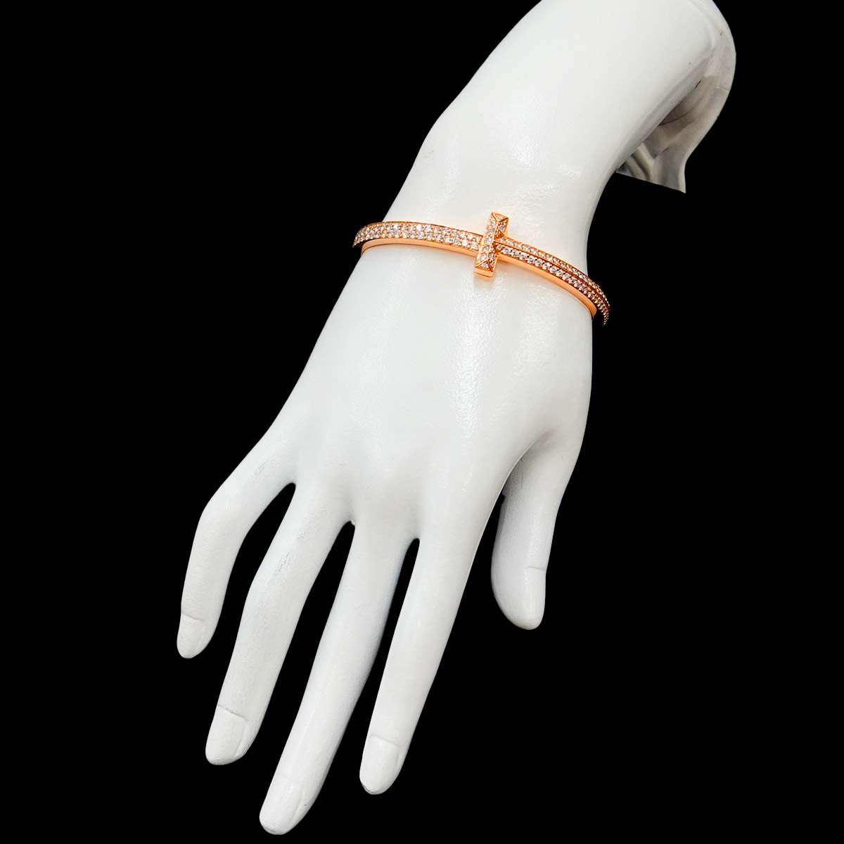 TIFFANY Co. T One Full Diamond 4.37ct Bracelet 18K PG 750