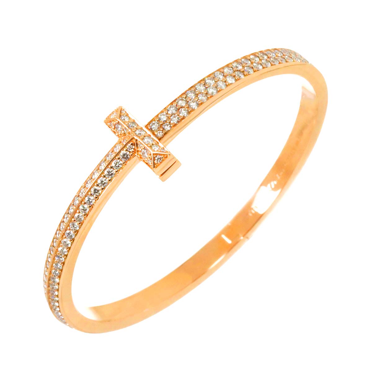 TIFFANY Co. T One Full Diamond 4.37ct Bracelet 18K PG 750