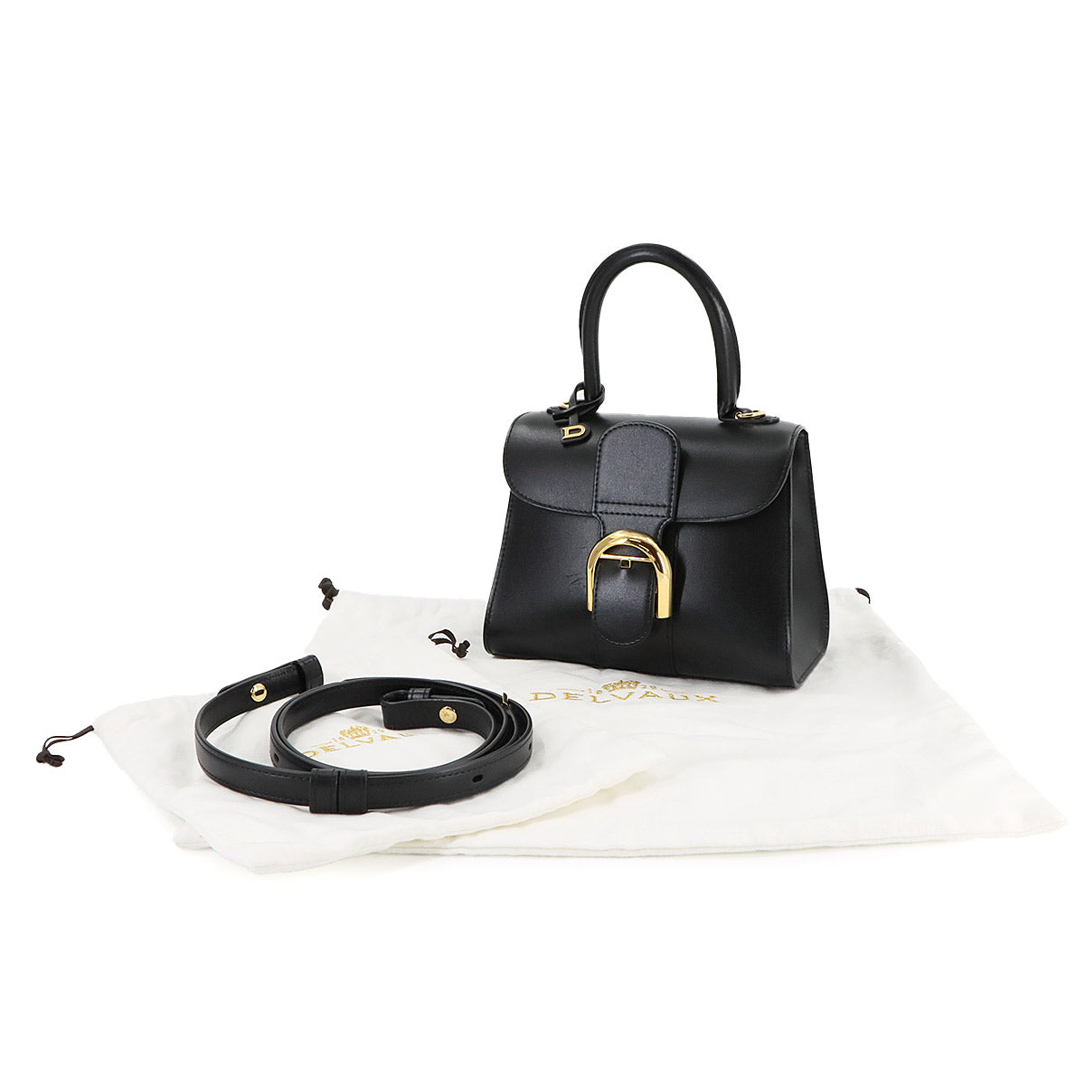 Brillant Mini 2way Hand Shoulder Bag Leather Black Purse