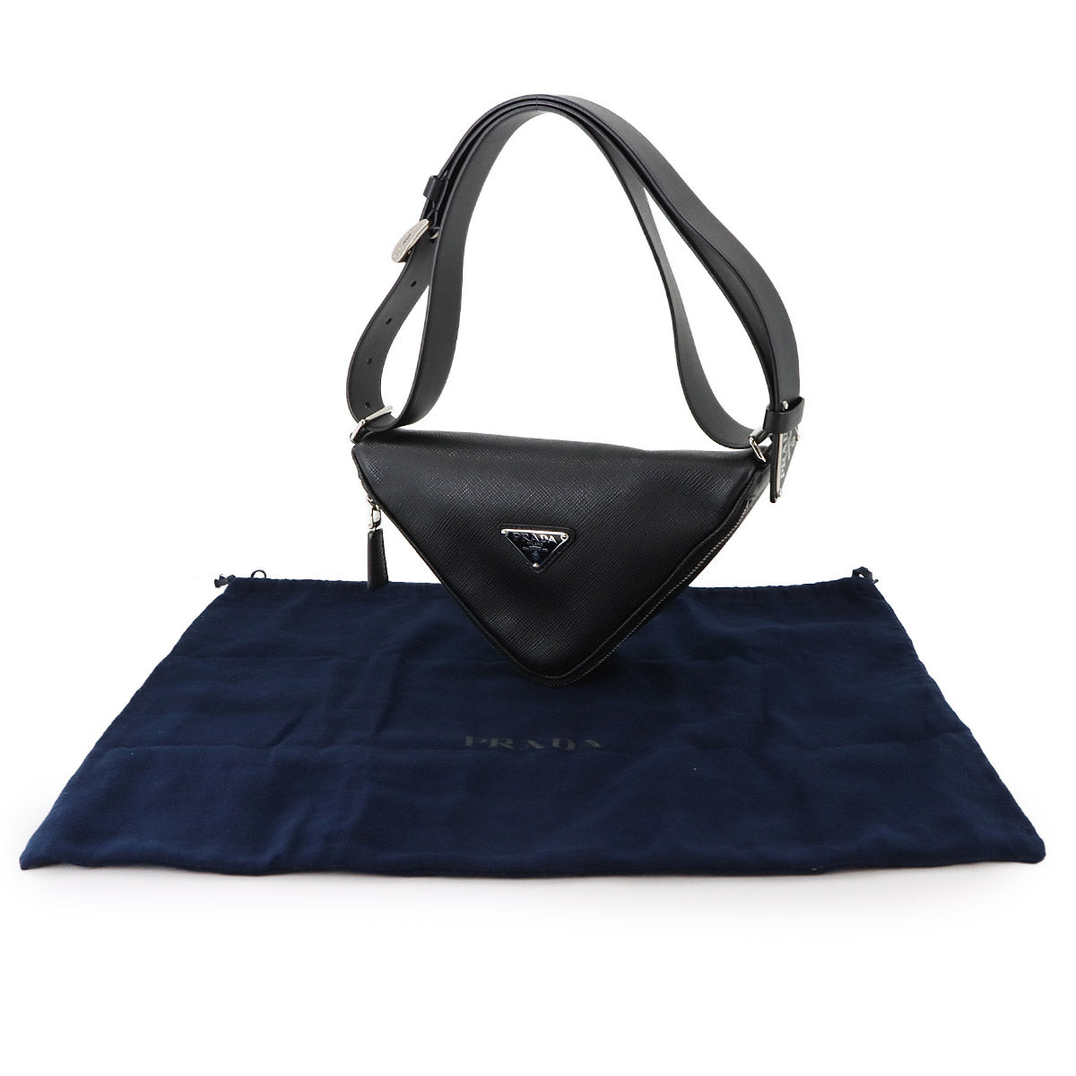 Triangle Shoulder Bag Saffiano Leather Black 2VL039 Purse