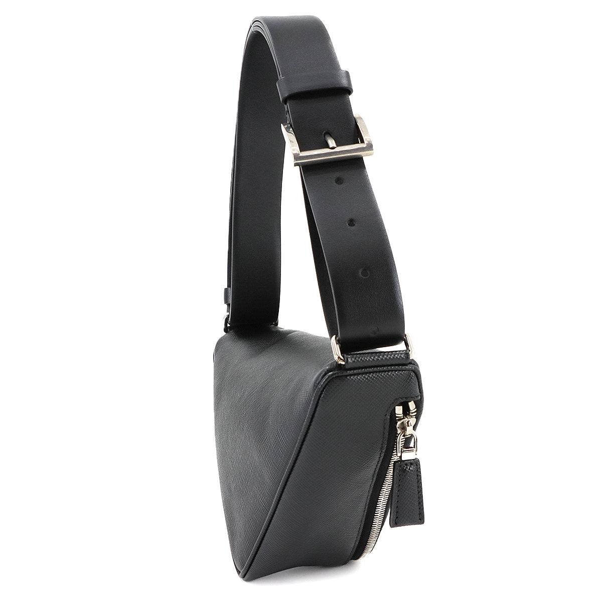Triangle Shoulder Bag Saffiano Leather Black 2VL039 Purse