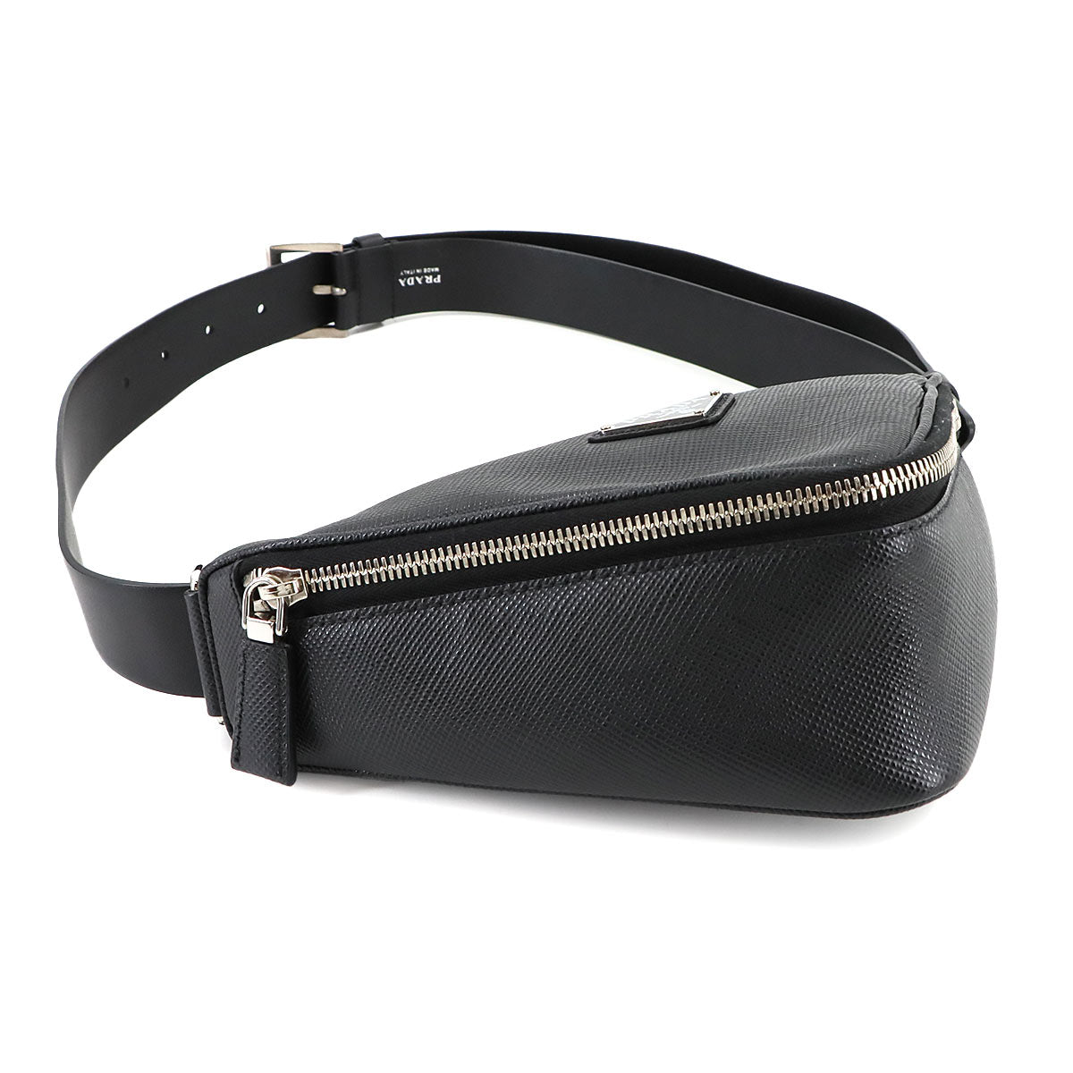 Triangle Shoulder Bag Saffiano Leather Black 2VL039 Purse