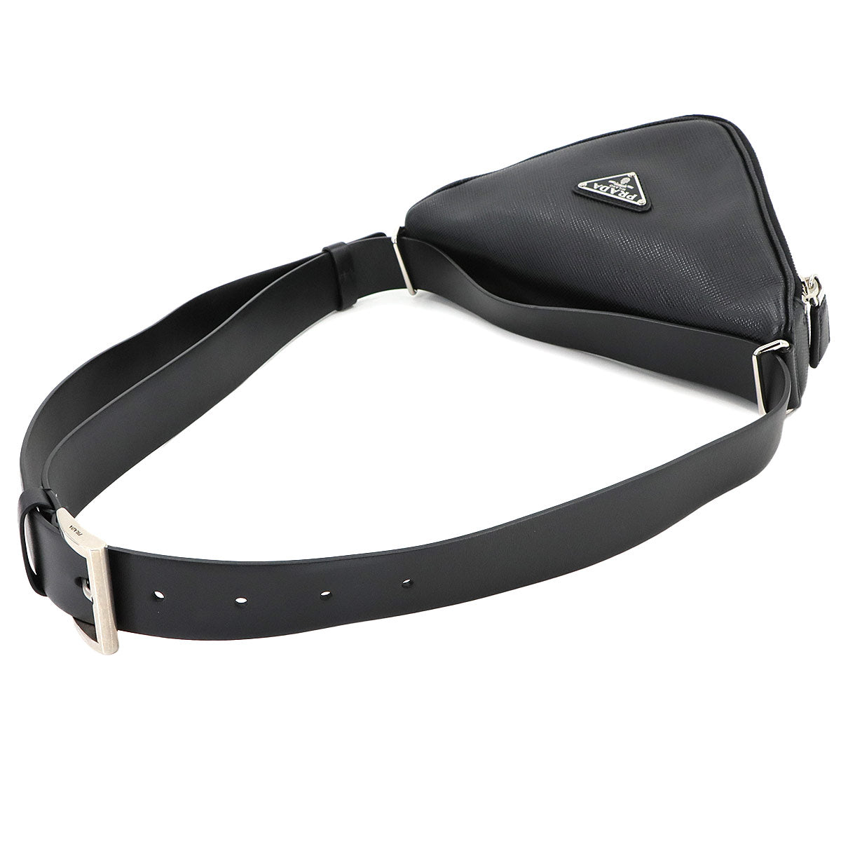 Triangle Shoulder Bag Saffiano Leather Black 2VL039 Purse