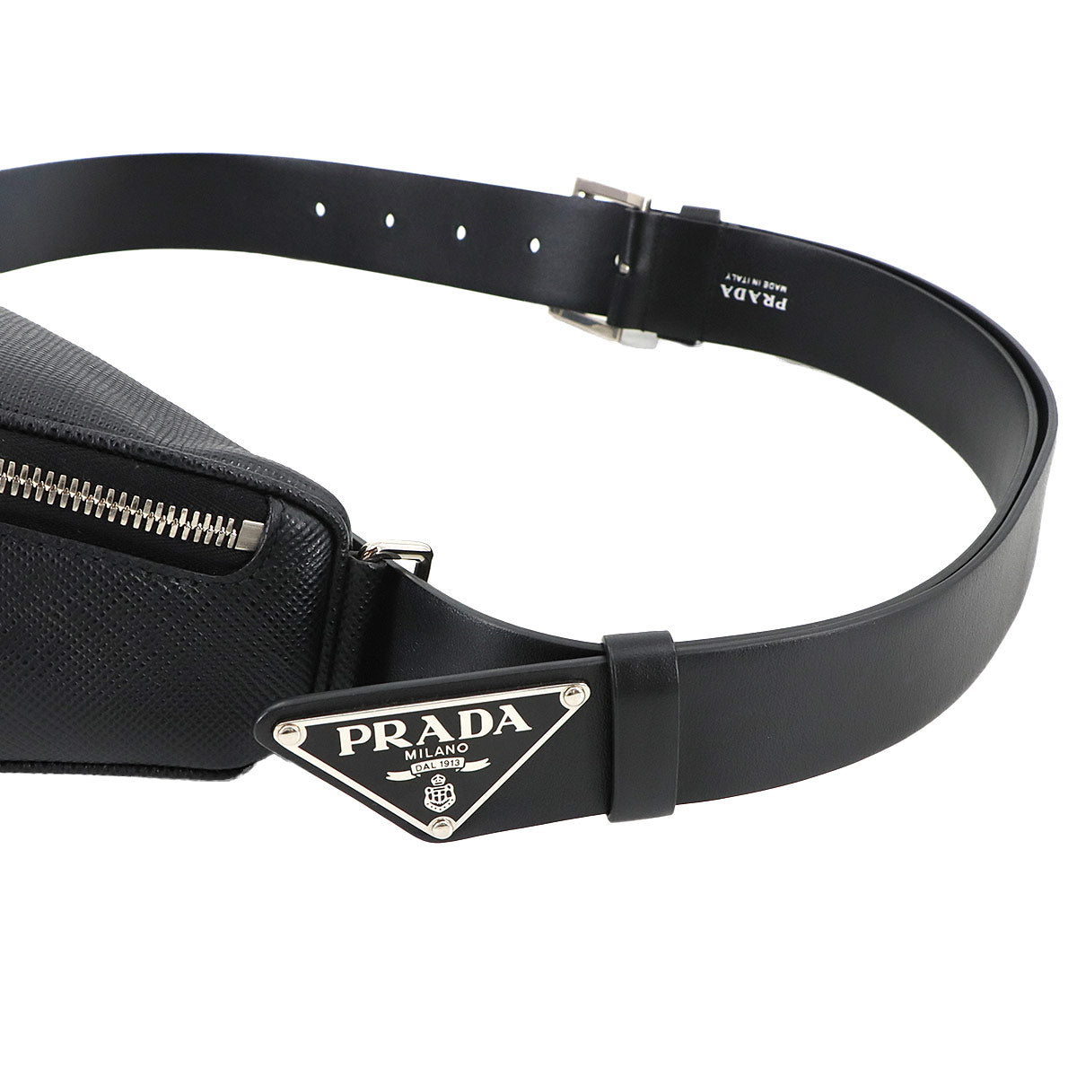 Triangle Shoulder Bag Saffiano Leather Black 2VL039 Purse