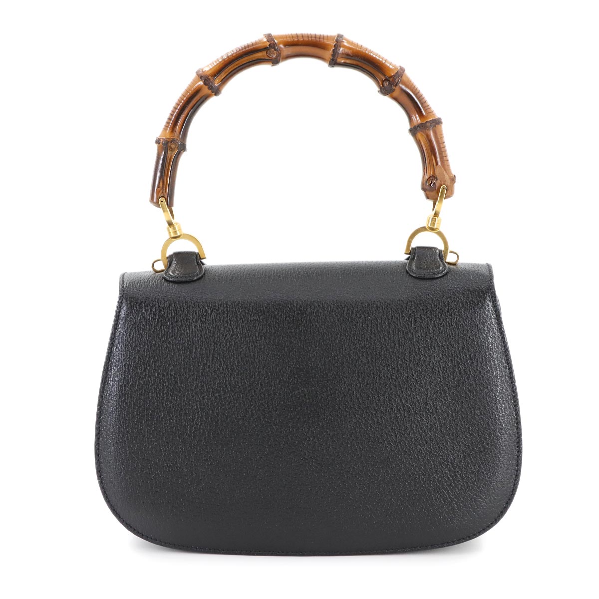 Bamboo 2way Hand Shoulder Bag Leather Black Purse 90277544