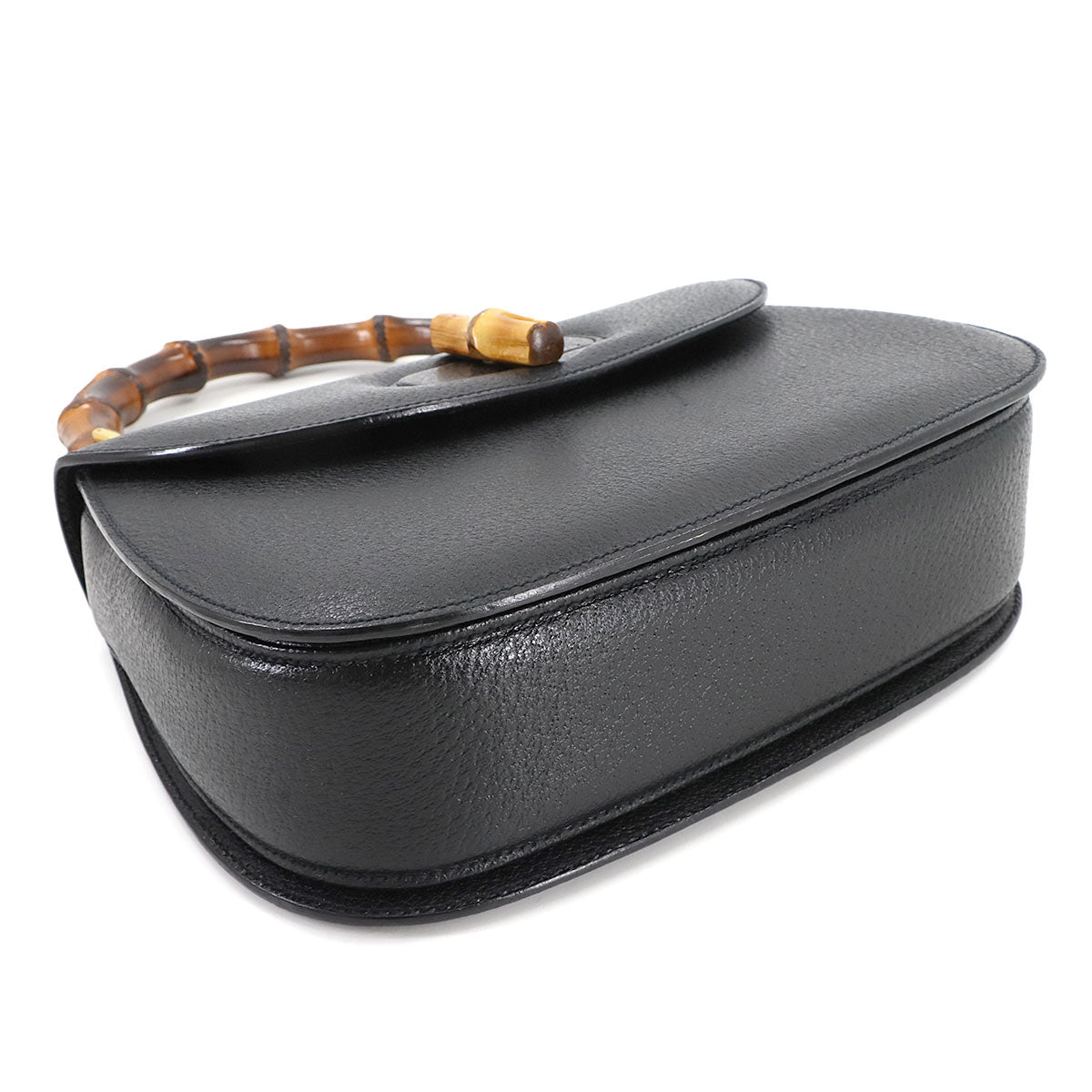 Bamboo 2way Hand Shoulder Bag Leather Black Purse 90277544