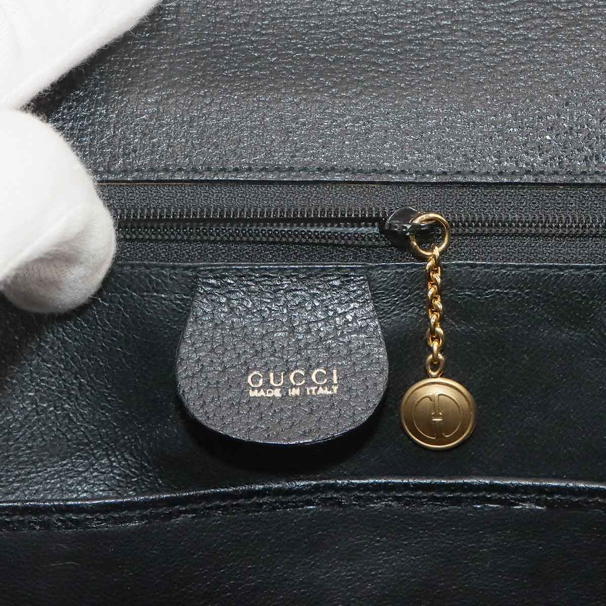 Bamboo 2way Hand Shoulder Bag Leather Black Purse 90277544