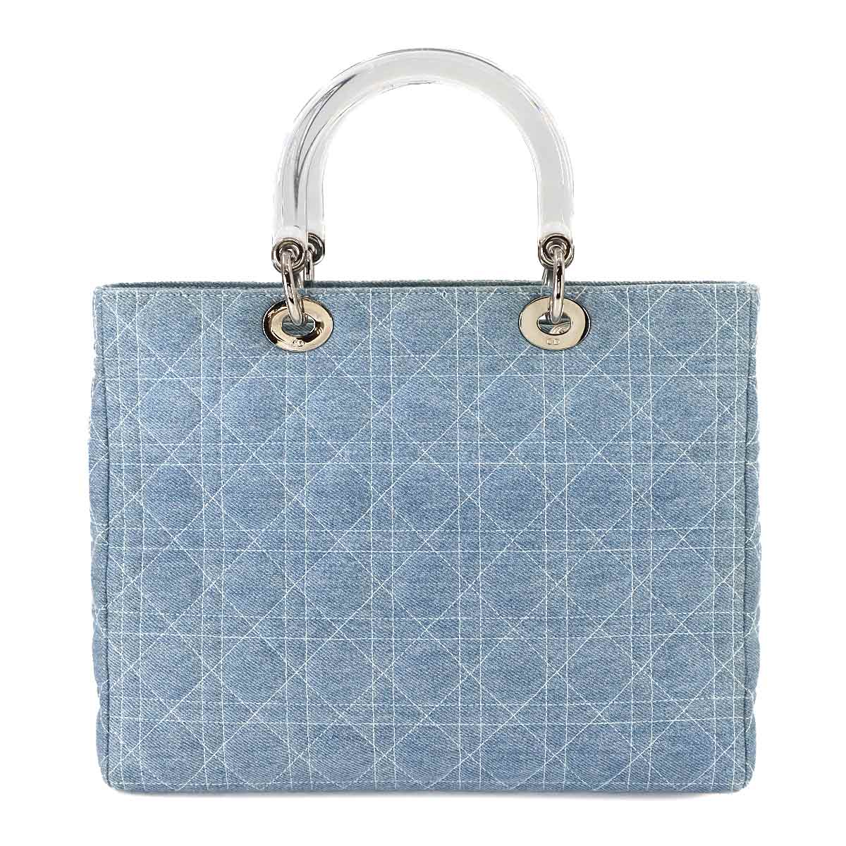 Lady Dior Large Hand Shoulder Bag Denim Blue Purse