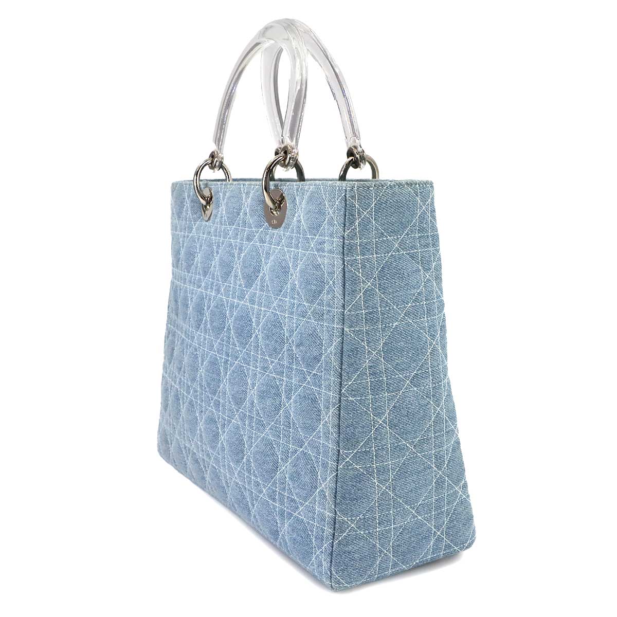 Lady Dior Large Hand Shoulder Bag Denim Blue Purse