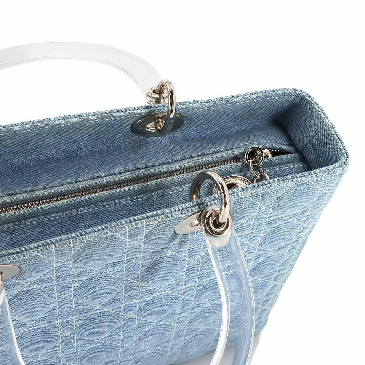 Lady Dior Large Hand Shoulder Bag Denim Blue Purse