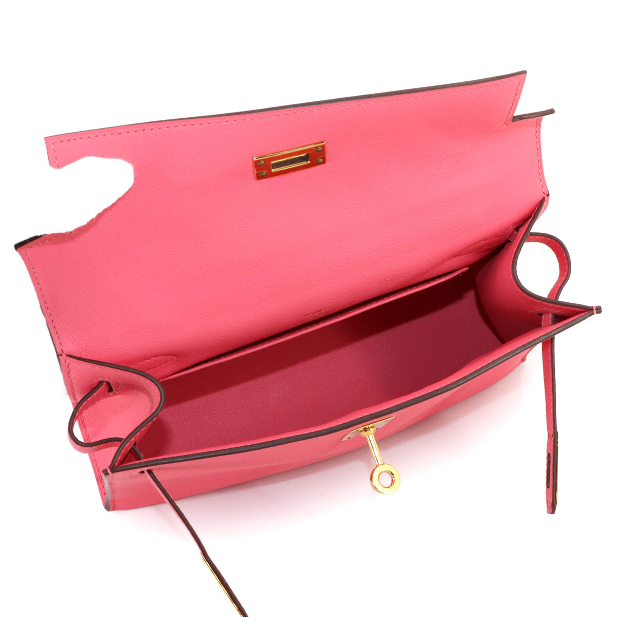 Pochette Kelly Hand Bag Swift Leather Rose Azalee Pink 90277572