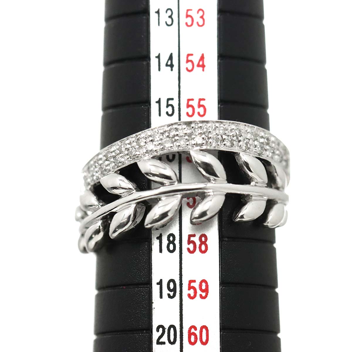 Diamond 0.19ct Ring 18K K18 WG White Gold size7.75-8(US)