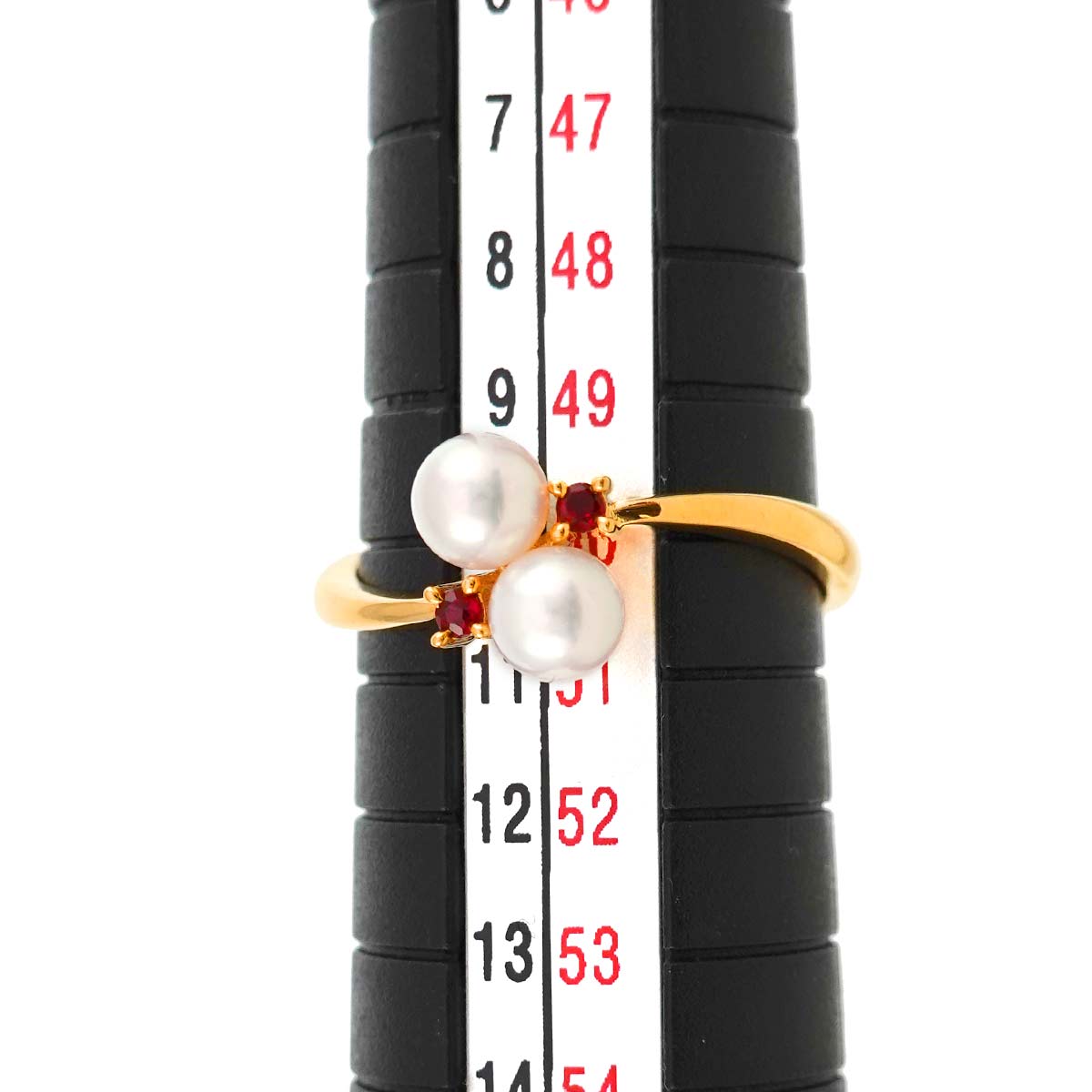 TASAKI Akoya pearl 4.4mm Garnet Ring 18K YG 750 5.25(US)