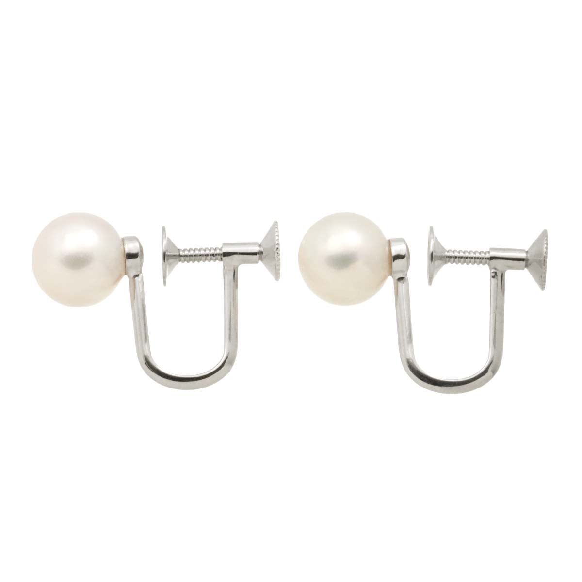 MIKIMOTO Akoya Pearl 7.5mm Earrings 14K White Gold 585
