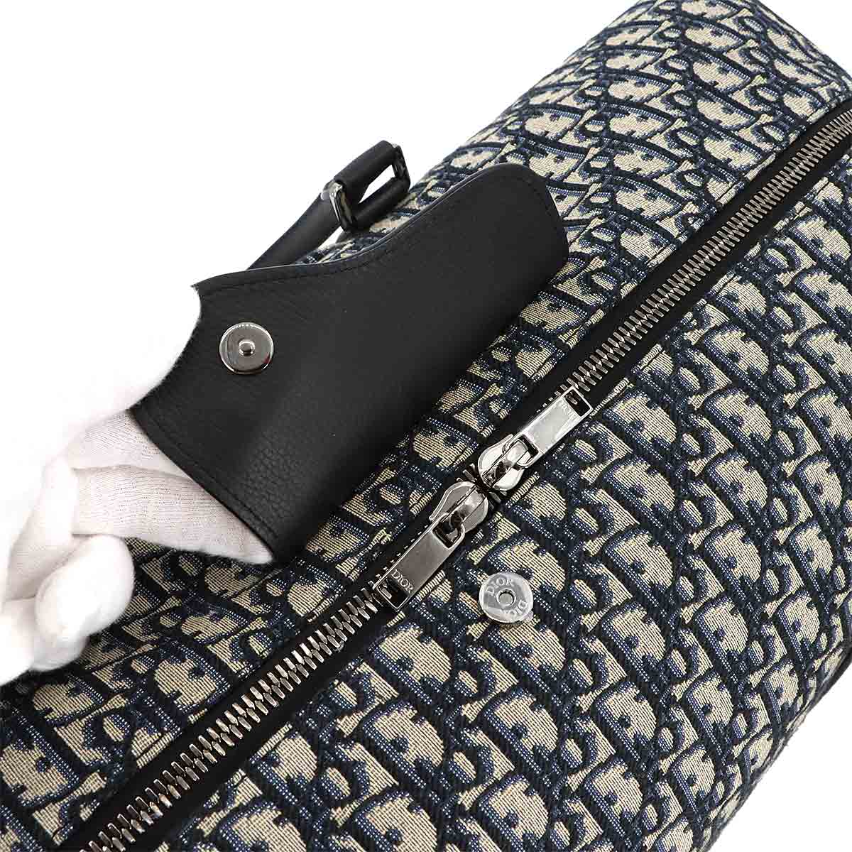 Oblique Lingot 50 Boston Shoulder Bag Canvas Leather