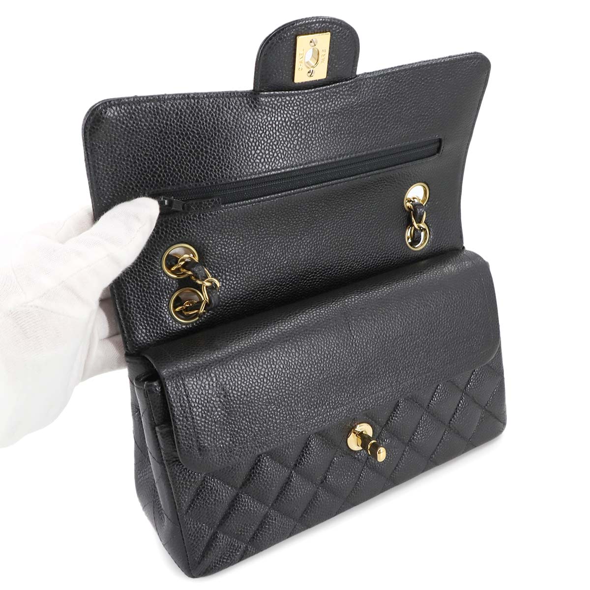 Matelasse 23 Chain Shoulder Bag Leather Black A01113