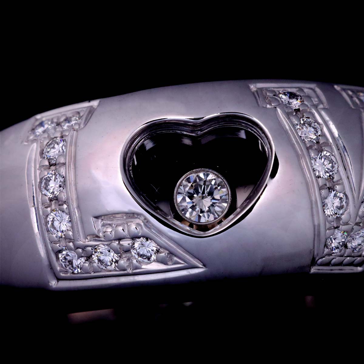 Chopard Happy LOVE Diamond Heart Ring 18K White Gold 750 Size6(US)
