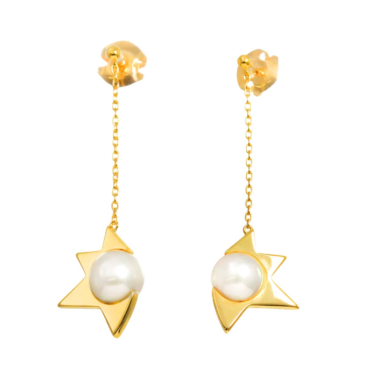 Comet Plus Akoya Pearl 7.0mm Earrings Pierced 18K YG 750