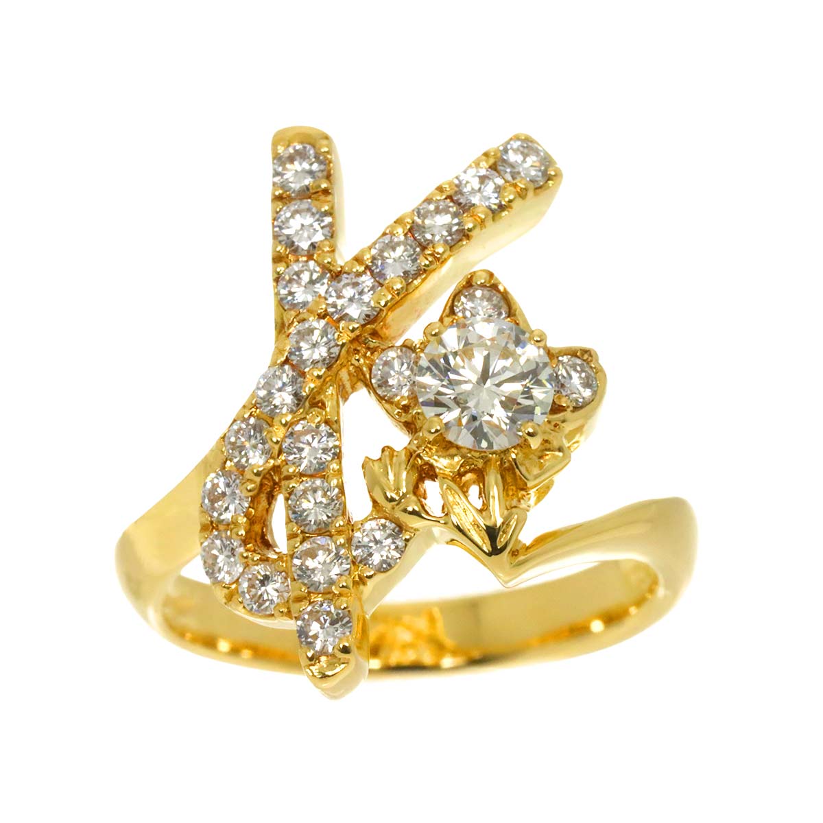 KENZO Diamond 1.00ct Ring 18K YG Yellow Gold 750 size6.5-6.75(US)